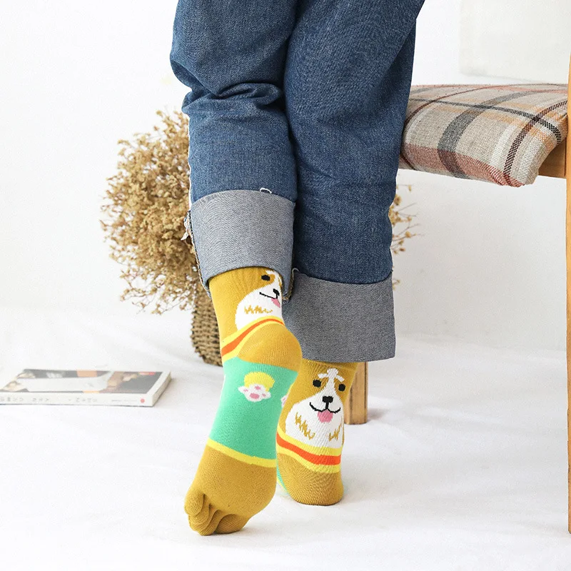 Хлопковые повседневные Модные женские носки с 5 носками; женские носки с 5 носками; сезон осень-зима; теплые дышащие милые женские носки с пальцами; WK06550