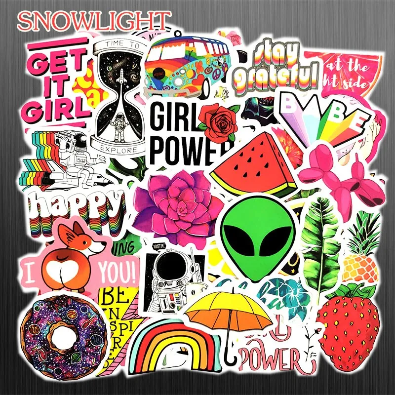 50pcs Lovely Girls Sunflower Fruit Animals Retro Travel Sticker DIY For Suitcase Luggage Laptop Skateboard Car Sticker