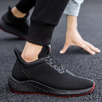

Spring new men's fashion flying woven shoes sneakers mesh men's shoes low to help solid color lace-up men's shoes I3-86