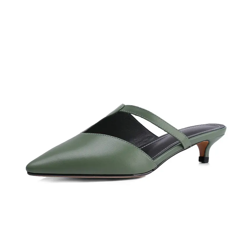 Женские сандалии QUTAA из коровьей кожи на низком тонком каблуке с резным узором