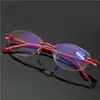 2022New Reading Glasses Women Frameless Diamond Trimming Presbyopic Glasses Anti Blue okulary Super Light Reading Glasses oculos ► Photo 3/6