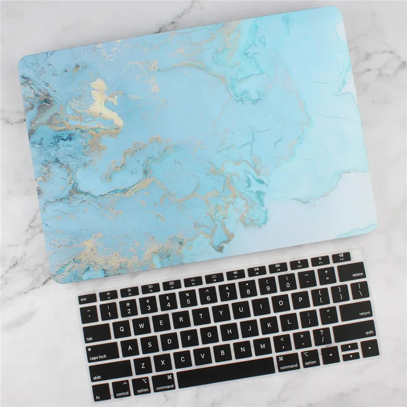 Чехол для ноутбука с цветами и листьями для Macbook Air 13 Mac Book retina 11 12 Pro 13 1" Touch bar A2159 A1989 A1990+ чехол для клавиатуры - Цвет: Blue marble