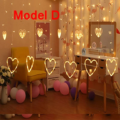 Model D 3M светодиодный светильник для рождественских занавесок, гирлянда для спальни, свадьбы, вечерние, рождественские украшения для дома - Испускаемый цвет: Model D