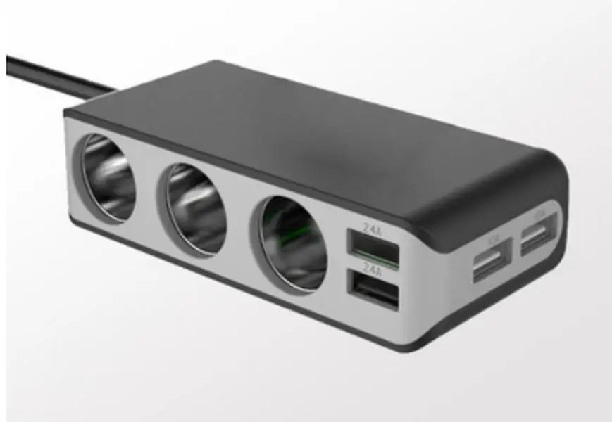 20 шт 4 USB порта 3 пути автомобильного прикуривателя Разветвитель зарядное устройство DC 12~ 24V разъем 6.8A черный