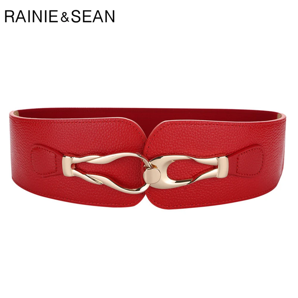 Rainie Sean Red Wide Women Belt Elastic Corset Ladies Belts For Dresses