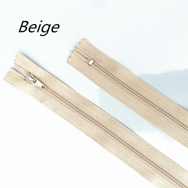 10pcs 10-60cm (4inch-24 Inch) Nylon Coil Zippers Tailor Sewer Craft Crafter's  (20 colors) Beige