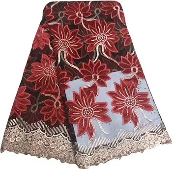 

african french lace fabric guipure lace fabric velvet lace fabric with stone 5yards nigerian lace fabrics for dress ZQ-A145
