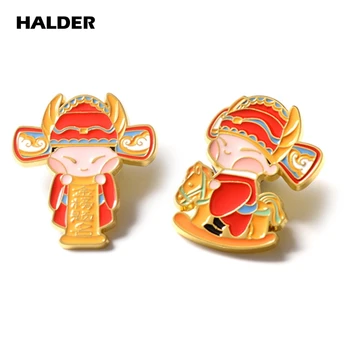 

BR0168 HALDER Chinese Culture Champions Enamel Alloy Metal Brooch Jewelry Accessory Lapel Pin backpack Clothes bag badge Gift