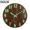 12 Inch Luminous Wall Clock Wood Silent light in dark night Nordic Fashion Wall Clock Non Ticking Clock With Night Light 1
