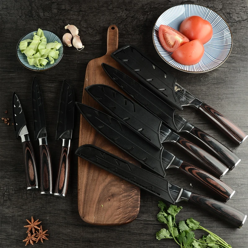 Plastic Kitchen Knife Stainless Steel Knife Blade Protector Cover For 3.5 5  7 8 Inches Knife 1pc Black Knife Cover Kitchen Tool