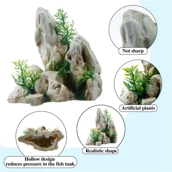 

Saim Aquarium Stone White Mountain View Rock Smooth Aquarium Decorations Artificial Fish Tank Decorations For Mountain and Grass