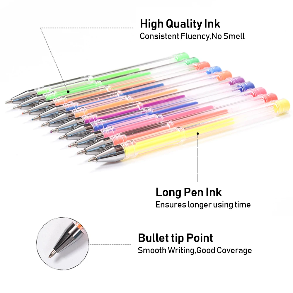 Kaufen 100 farbe Gel Pen Set Glitter Neon Metallic 0,8mm Zeichnung Kunst Stifte mit Faltbare Fall Schule Schreibwaren + Malerei buch Handschuh Geschenk