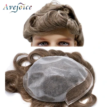 

Avejoice French Lace Front Mens Toupee Poly Skin Hairpieces PU Human Hair Replacement Systems for Men