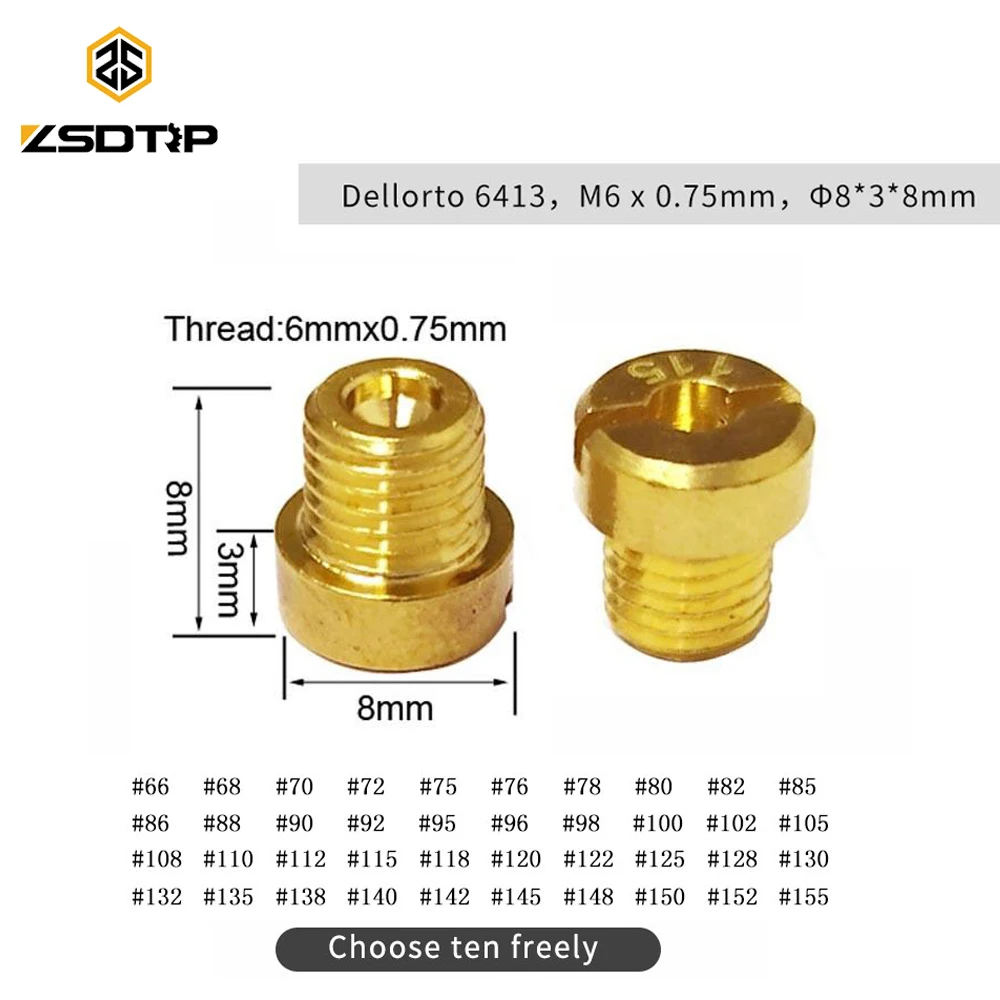 

ZSDTRP Motorcycle Carbureot Main Jet Kit Set For Dellorto 6413 M6 #66-#155 For DE 6413 FRD/A/B/C/G PHB/H/L/N/R VHB/Z/T VHS/G/H