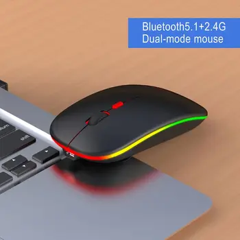 

2.4GHz Wireless Mouse Bluetooth 5.1 Dual Mode Mute Optical Gaming Mice Macbook