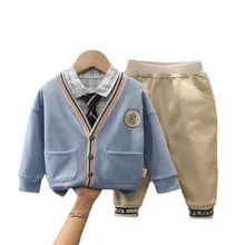 Costume de printemps pour bébé garçon, veste à carreaux, chemise et pantalon, Costume décontracté pour enfant en bas âge, vêtements de sport, nouvelle collection, 3 pièces/ensemble, automne 