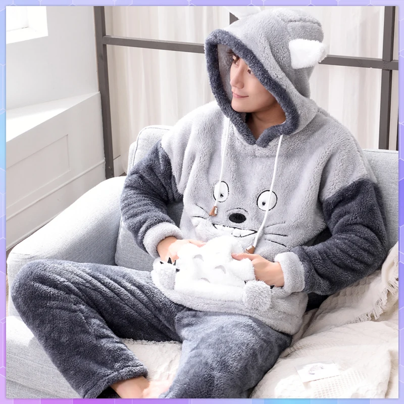 Pajamas Set Man Pajamas Set Flannel Pajamas Set Plush Pajamas Cute Pajamas For Men Thick Plush Fleece Pajama Sets Winter Coral Velvet Warm Flannel Clothes Home Suit Male Sleepwear Пижама pajamas set,man pajamas set,flannel pajamas set,plush pajamas