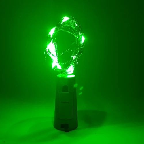 Green Светодиодный светильник-гирлянда, 1 м, 2 м, медная проволока, Сказочная гирлянда, пробка для бутылки, для стеклянного ремесла, свадьбы, Рождества, Нового года, праздника, украшения - Испускаемый цвет: Green