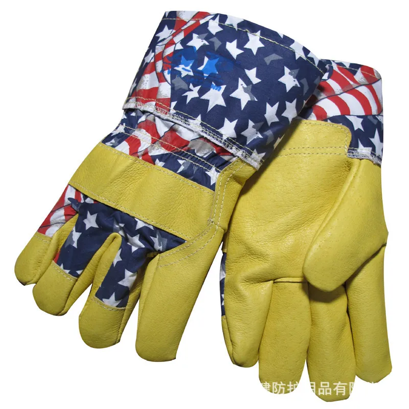 

Friends of the Union-Style Stripes Work Gloves Yellowish Soft Cattle Green Tangerine Peel Material Handling Driving Mechanical G