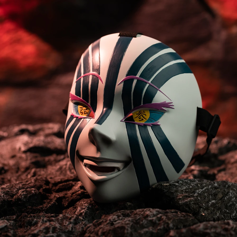 Anime Demon Slayer Akaza Mask Cosplay Costume Accessories