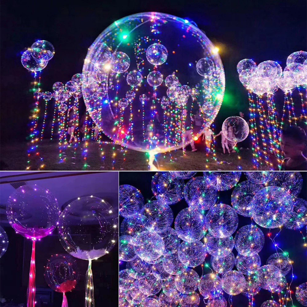 

1Pack 18 inch Clear Latex Balloon With Led Strip 3M Copper Wire Luminous Led Balloons For wedding Decorations birthday Party D30