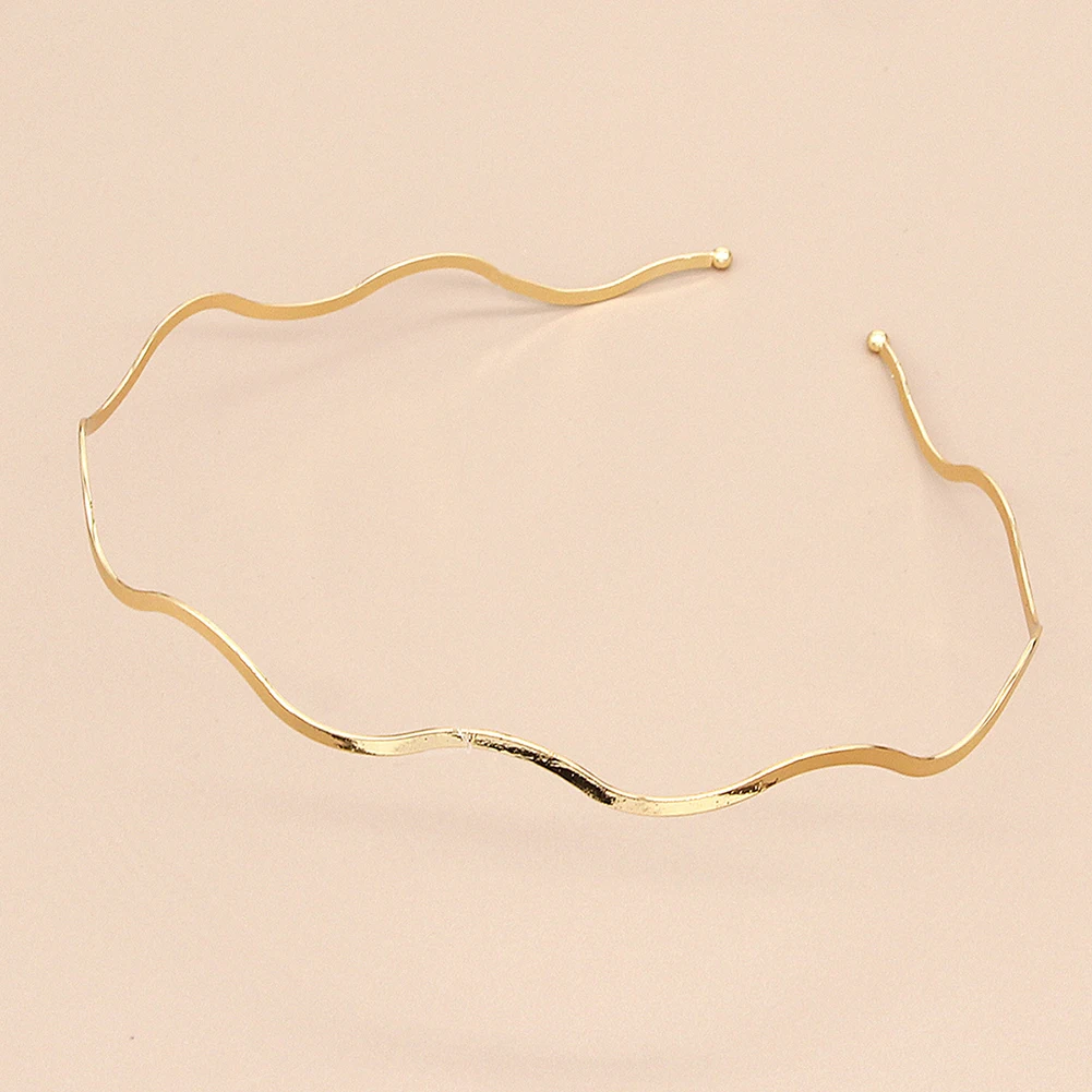 Fashion Chic Metal Wave Invisible Headband Gold Thin Hair Hoop For Women Girls Wild Headwear Hair Styling Tool pink hair clips