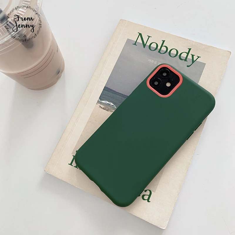 From Jenny простой сплошной цвет для iPhone 11 Pro x xr xs max 6 6s 7 8 с датчиком для прибавления жидкости силиконовый защитный футляр для мобильных телефонов soft shell