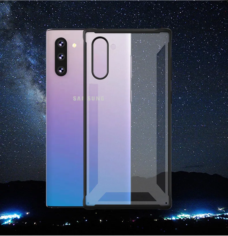 Прозрачный матовый противоударный чехол для телефона с личи для samsung Galaxy Note10 Note10+ противоударный чехол-бампер