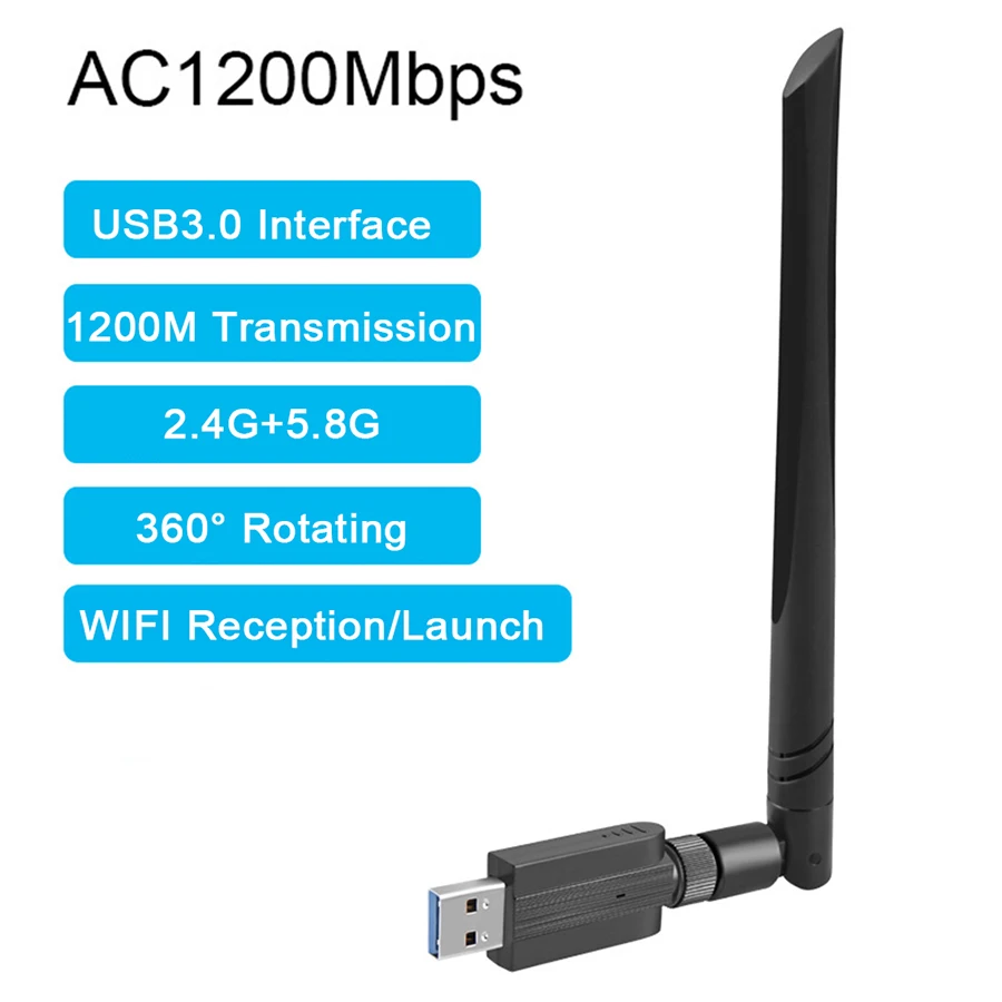 Satxtrem USB WiFi адаптер 1200 Мбит/с USB 3,0 Беспроводная сеть WiFi ключ двухдиапазонный 2,4G/5G 802.11ac Поддержка Android ТВ коробка/ноутбук