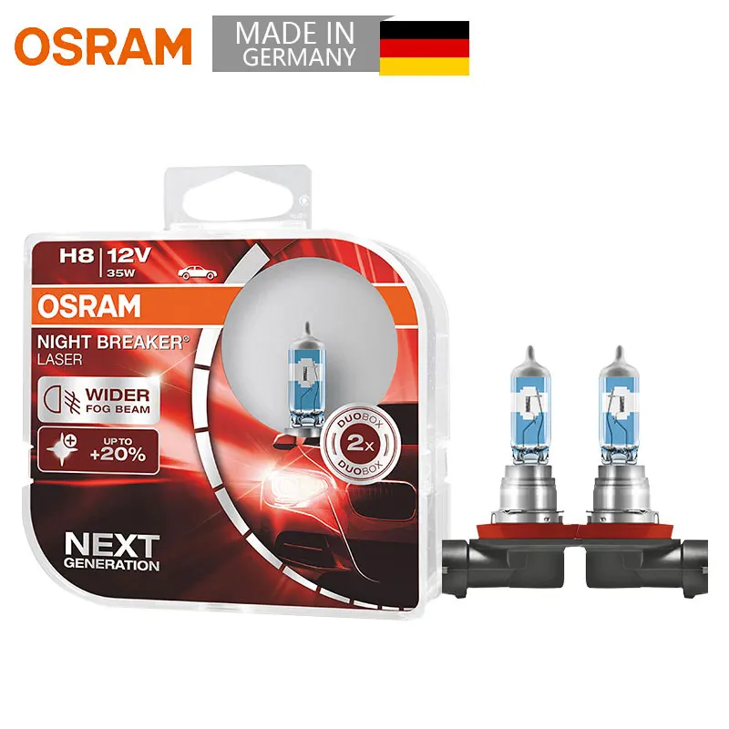 OSRAM H7 H3 H4 H1 Night Breaker Laser Halogen Auto Bulbs Headlight H8 H11  HB3 9005 HB4 9006 12V +150% Brightness (2 Pcs)