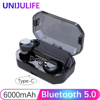 

Bluetooth 5.0 Earphones Wireless Headset 6D Surround In-Ear Stereo Earbuds 6000 mAh LED Smart Display IPX7 Waterproof
