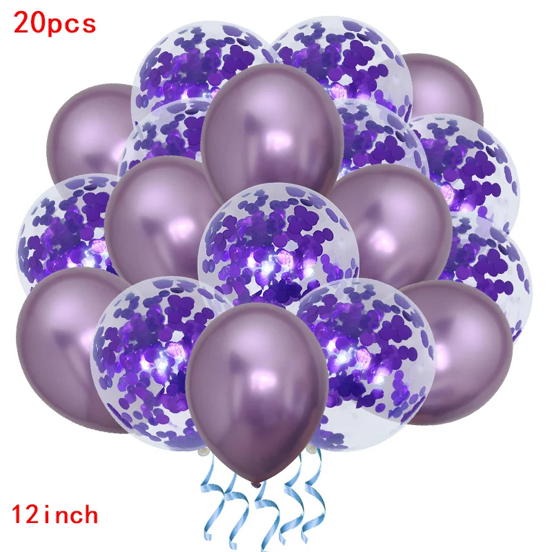 20 шт./компл. шар цвета розового золота набор Конфетти День Рождения шар юбилей свадебные шары для украшения подарок для гостей свадьбы - Цвет: Фиолетовый