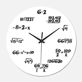 

Round Home Decor Math Equation Bedroom Gift For Kids Rooms Modern Pointer Battery Powered Office Acrylic Simple Wall Clock