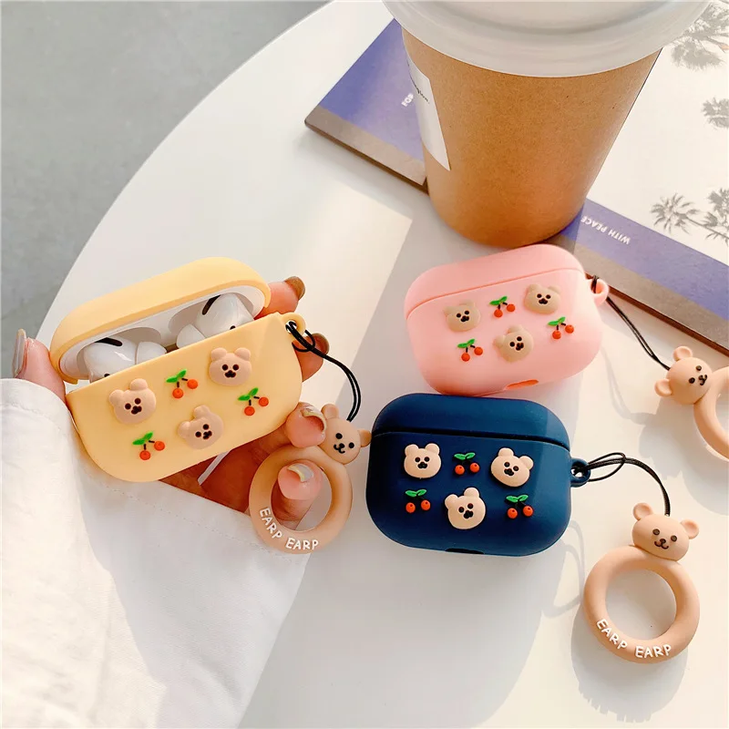 Роскошный защитный чехол Cherry Bear для AirPods 1 2 3 милый наушников с Bluetooth силиконовый