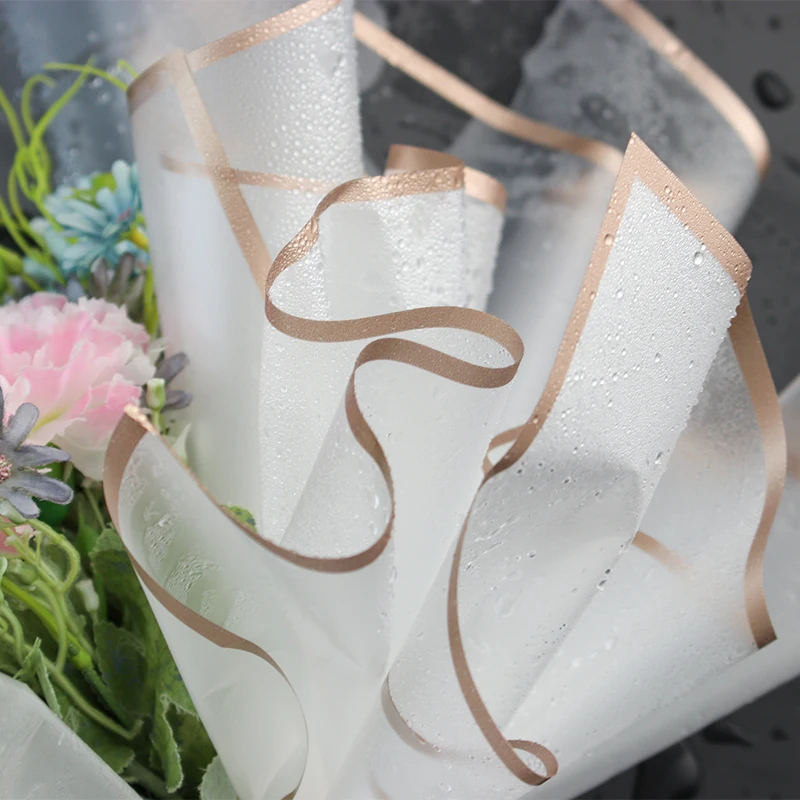5-Pack Korean Style Gold-Trimmed Floral Bouquet Wrapping Paper