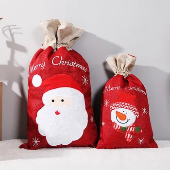 

Santa Gift Bags Candy Apple Snowflake Crisp Bag Drawstring Bag Merry Christmas Decorations For Home New Year 2021 Presents