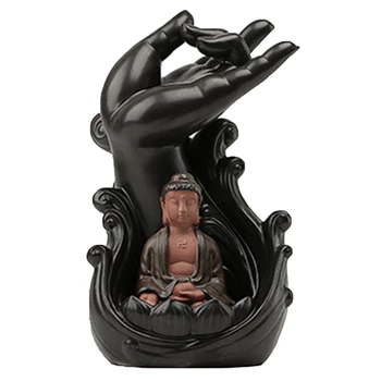 

Buddhism Incense Burner Bergamot Lotus Retro Line Glaze Buddha Incense Censer Ceramic Aromatherapy Smoke Backflow
