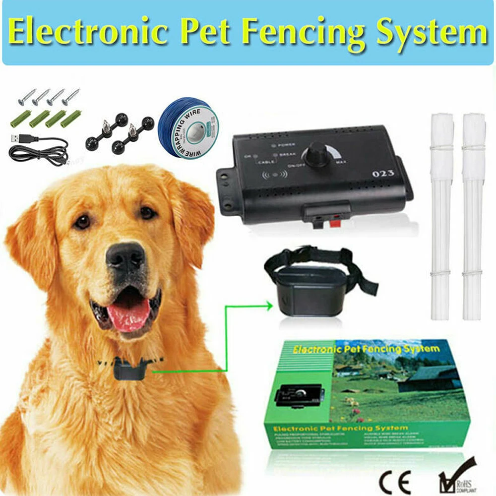 

Dog Collar Pet Containment System Electric Shock Boundary Control Fence For 1/2