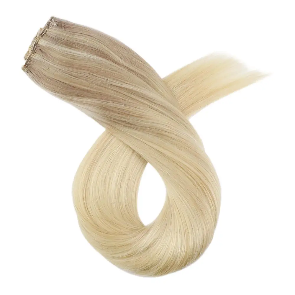 Ugeat Halo Weft Real Hair Extensions Balayage Machine Remy Hair 12-22inch Natural Straight Flip In Human Hair