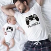 1pc Player 1 Player 2 Funny Father Son Look Tshirt Summer Short Sleeve T-Shirt For Daddy Baby Bodysuit Family Matching Clothes 3