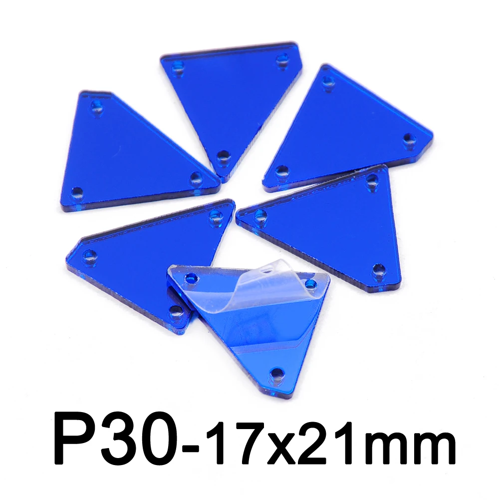 P30-17x21mm 30pcs Синий 30 шт./пакет Акрил ic зеркало пришить стразы микс Акрил зеркало на камнях с украшением в виде кристаллов страз для одежды платье украшения - Цвет: P30-17x21mm 30pcs