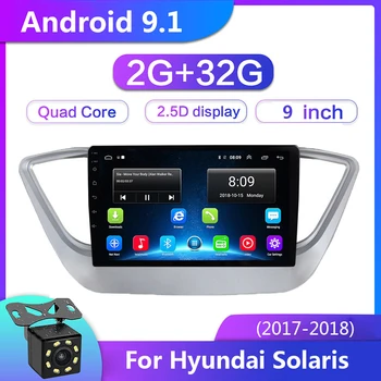 

2G+32G 9 inch Android 9.1 Car Radio Multimedia Audio Player GPS Navigation For Hyundai Solaris 2 Verna 2017 2018 2 din no dvd