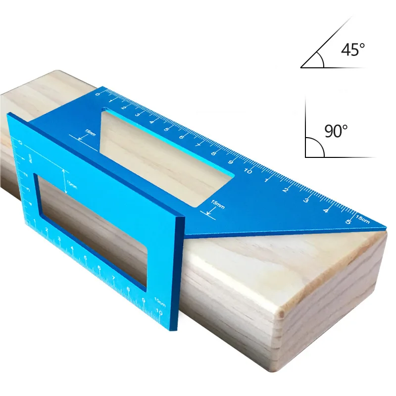 Blue-Aluminum-alloy-thickening-Woodworking-T-type-line-gauge-multi-function-square-45-degree-angle-90