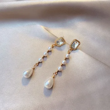 

2020 South Korea New Fashion Personality Long Style Tassel Earrings Female Simple Exquisite Pearl Earrings