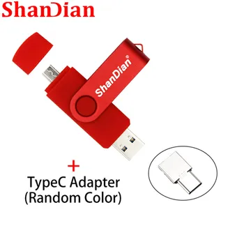 

SHANDIAN OTG 2.0 flash drive Metal U disk pen drive with type-c converter 4GB 8GB 16GB 32GB 64GB 128GB for Android smartphones