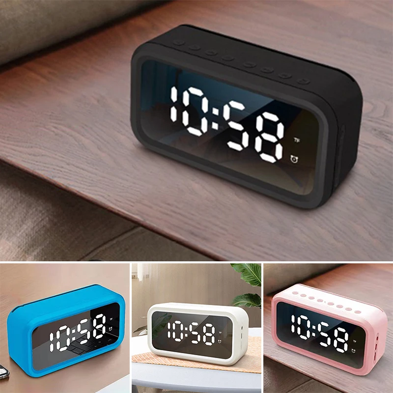 Многофункциональные электронные часы Bluetooth аудио зеркало динамик температура цифровой будильник время украшения дома
