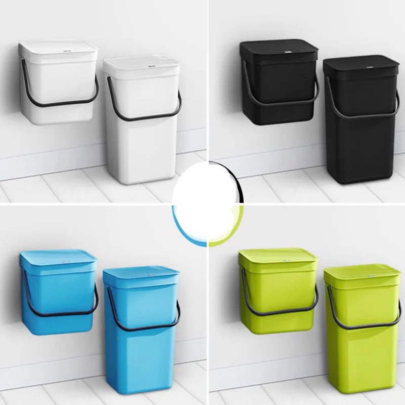 

Kitchen Trash bin Wall-Mounted Large Capacity Environmental Protection Bathroom Sitting Room Toilet Garbage Plastic bin 7L12L