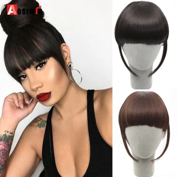 

AOSI WIG Bangs Clip in Hair Extensions Front Neat Bang Fringe One Piece Striaght Hair With High Temperature Synthetic Fiber Hair