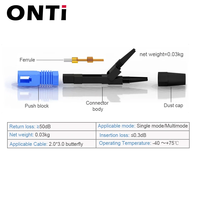 ONTi 400 шт. встроенный SC UPC волоконно оптический Быстрый коннектор FTTH одномодовый