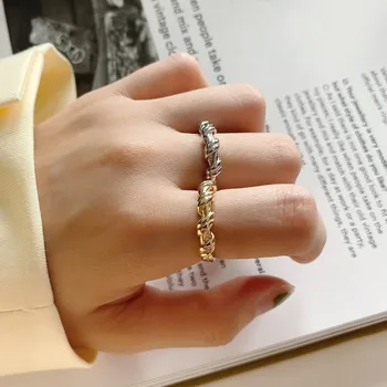 

Leouerry 925 Sterling Silver Irregular Hemp Rope Rings for Women Minimalist Handmade Knoted Design Open Rings Silver 925 Jewelry